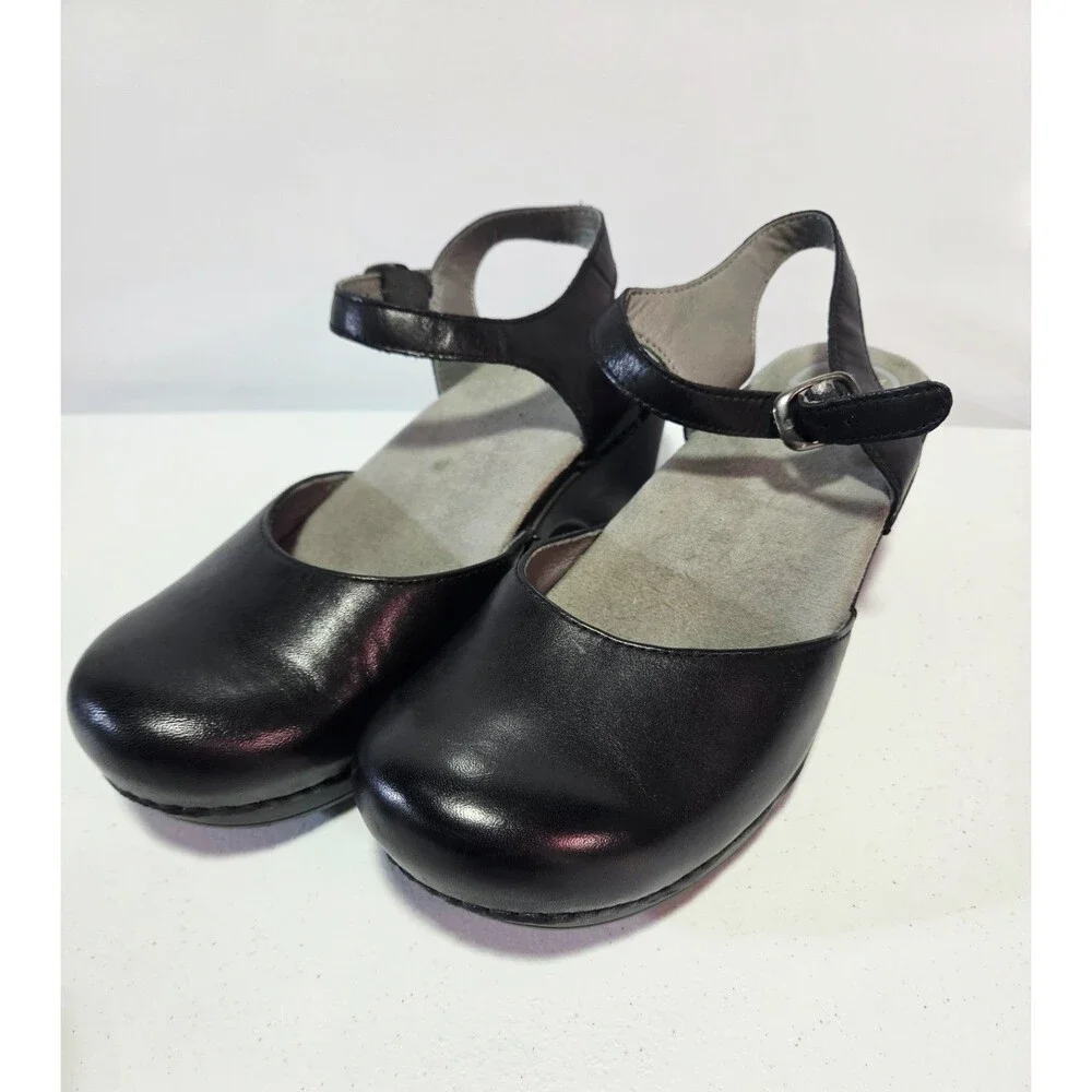 Dansko Sam Mary Jane Closed Toe Sandals Black Leather EU41 US 10.5-11 - Picture 1 of 7